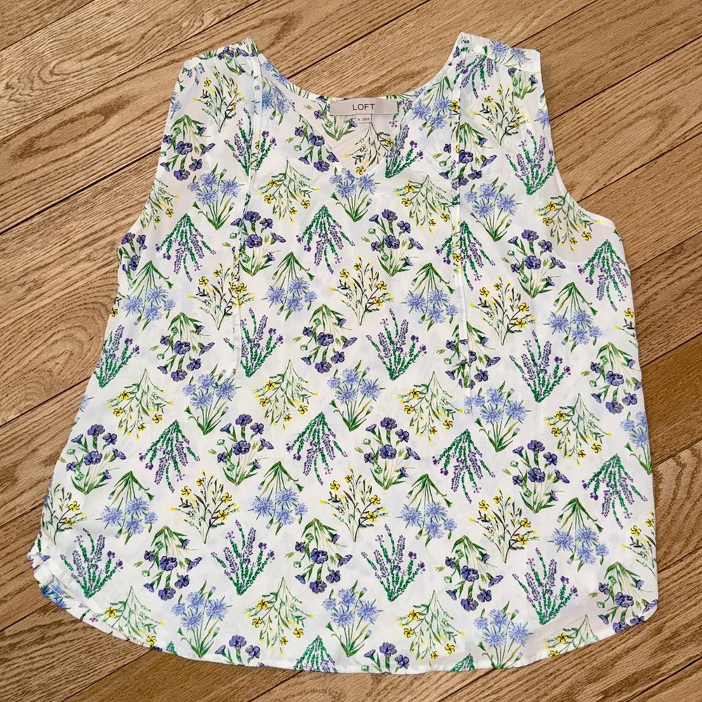 LOFT Floral Sleeveless Top Medium